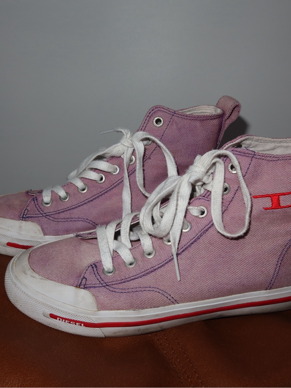 Diesel Pink High-Top Canvas Sneakers View 3